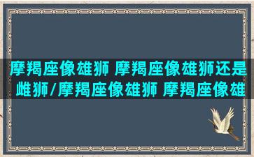 摩羯座像雄狮 摩羯座像雄狮还是雌狮/摩羯座像雄狮 摩羯座像雄狮还是雌狮-我的网站